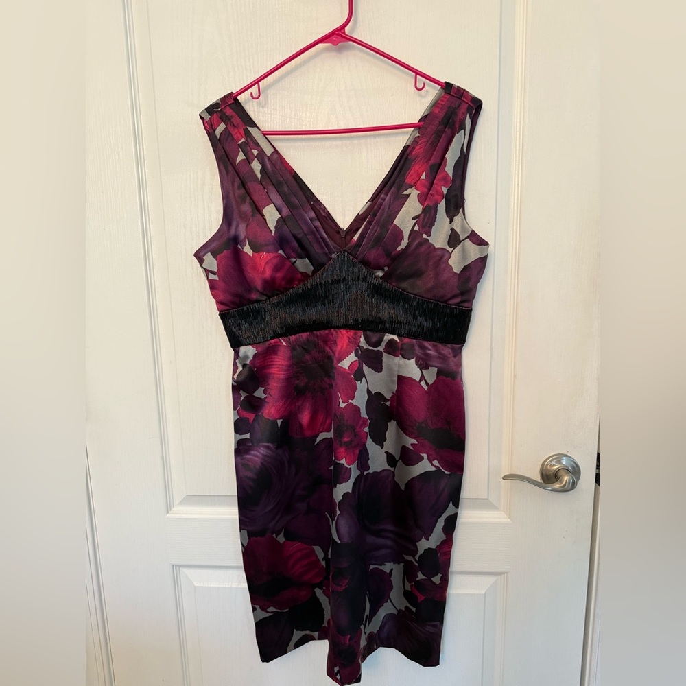 JS Boutique Satin Chemise in Purple and Black